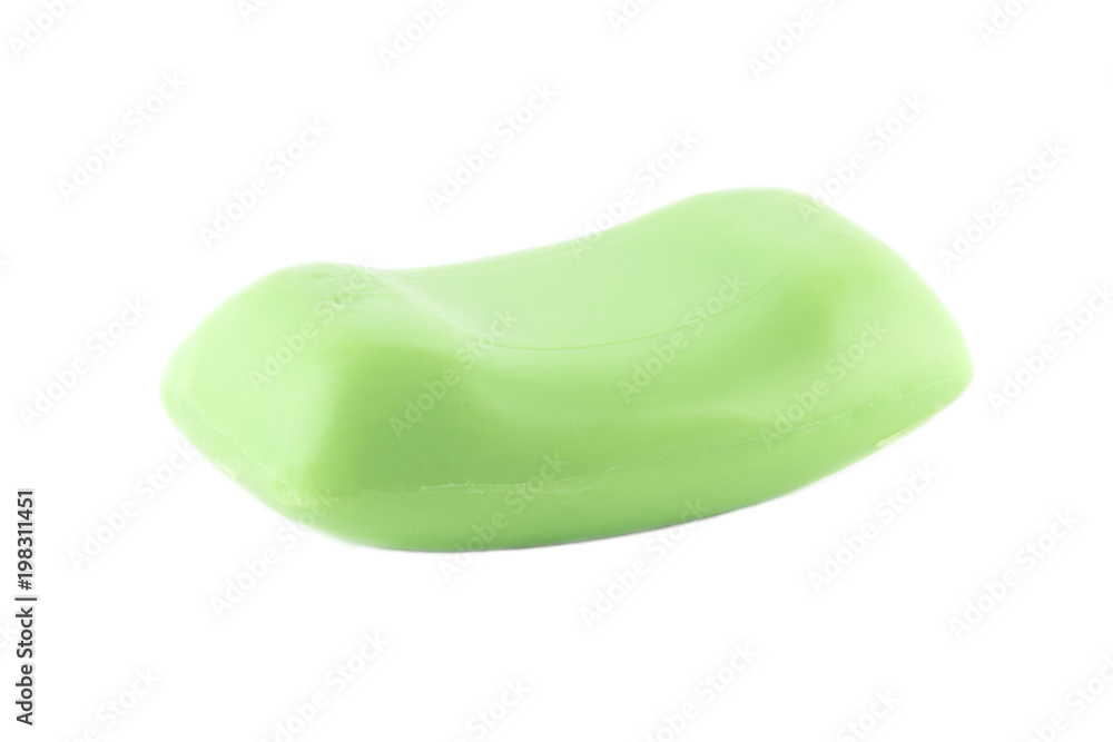 The remnant of green soap. The object is isolated on white and a clipping path is provided for easy extraction The remnant of green soap. The object is isolated on white and a clipping path is provided for easy extraction