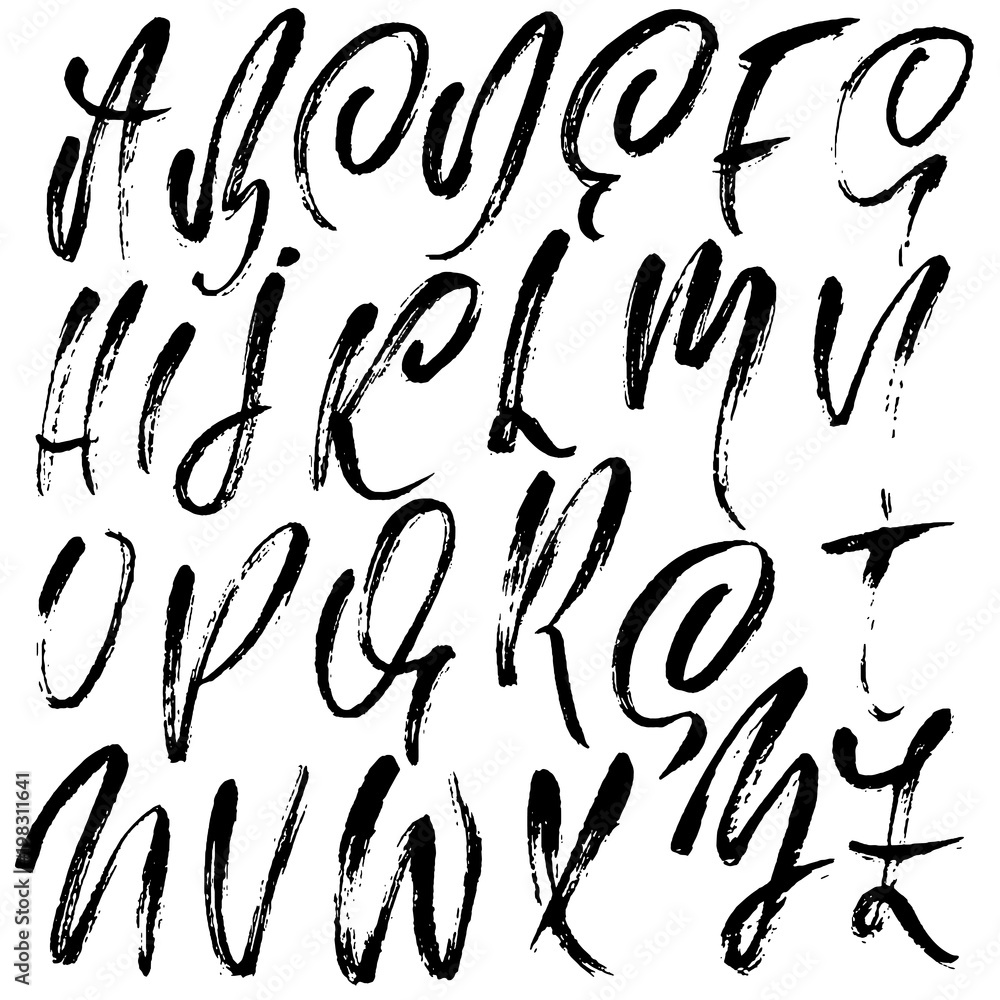 Handdrawn dry brush font. Modern brush lettering. Grunge style alphabet. Vector illustration. Handdrawn dry brush font. Modern brush lettering. Grunge style alphabet. Vector illustration.