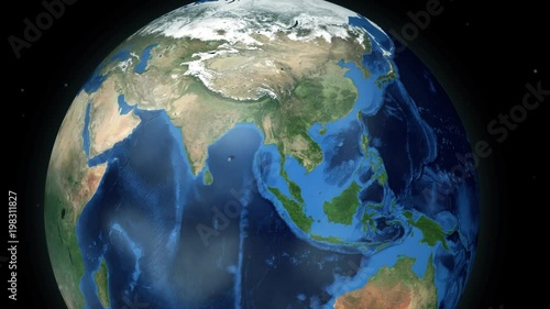 Zooming through space to a location in Globe animation -Bay of Bengal - Image Courtesy of NASA