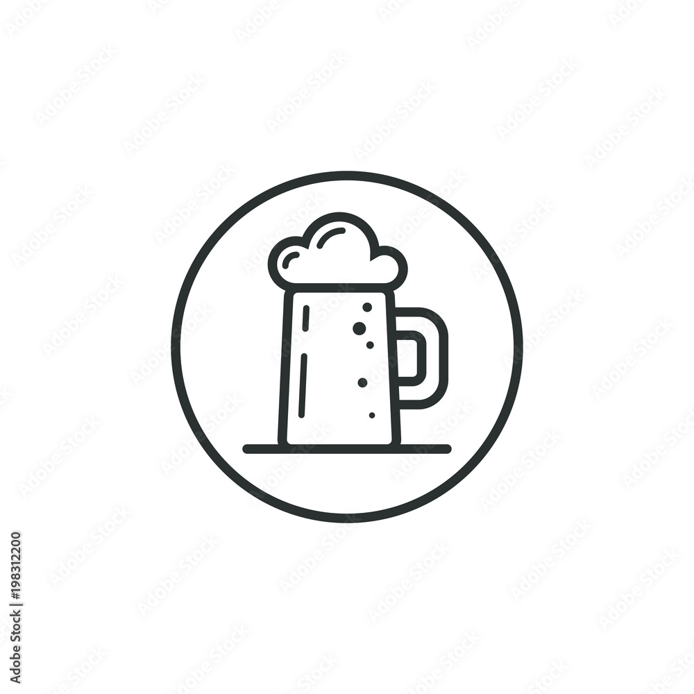 Black and white linear beer glass icon Black and white linear beer glass icon
