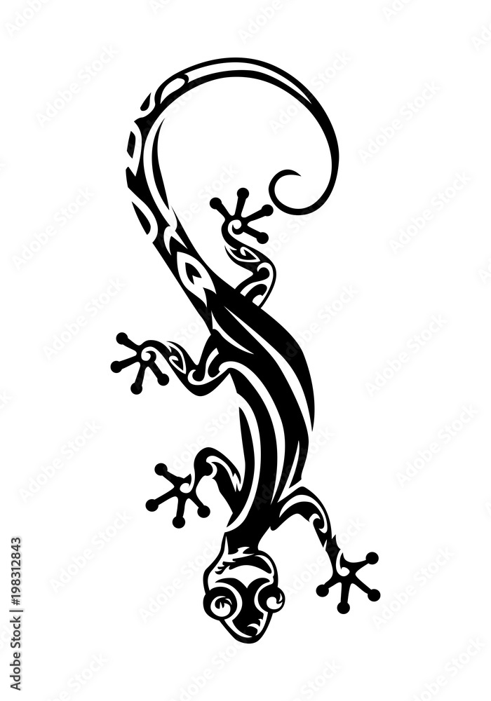 gecko tattoo on isolated white background