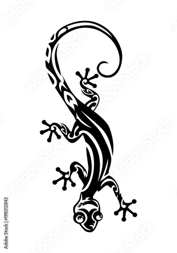 gecko tattoo on isolated white background