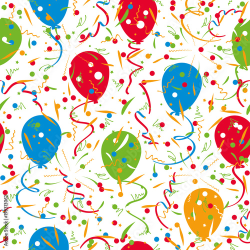 vector seamless colorful festive pattern confetti and balloons