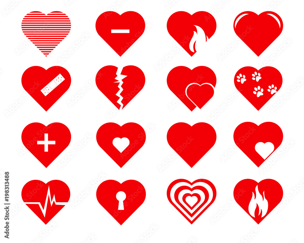 Collection of heart symbol.