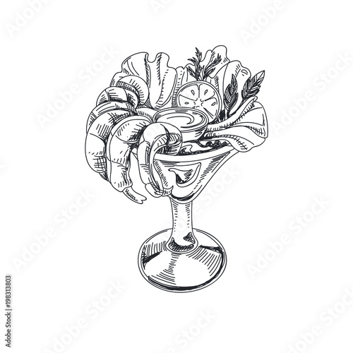 Beautiful vector hand drawn seafood Illustration.
