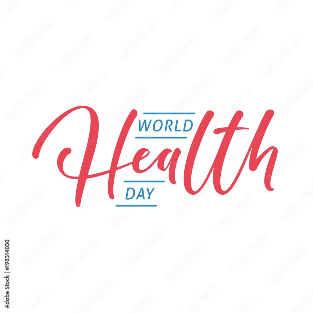 World health day concept with hand draw lettering.