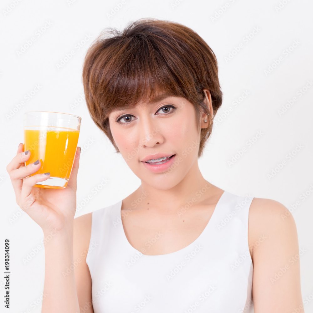 Beautifulyoung Asia woman with healthy food. Isolated on white background. Studio lighting. Concept for healthy. Beautifulyoung Asia woman with healthy food. Isolated on white background. Studio lighting. Concept for healthy.