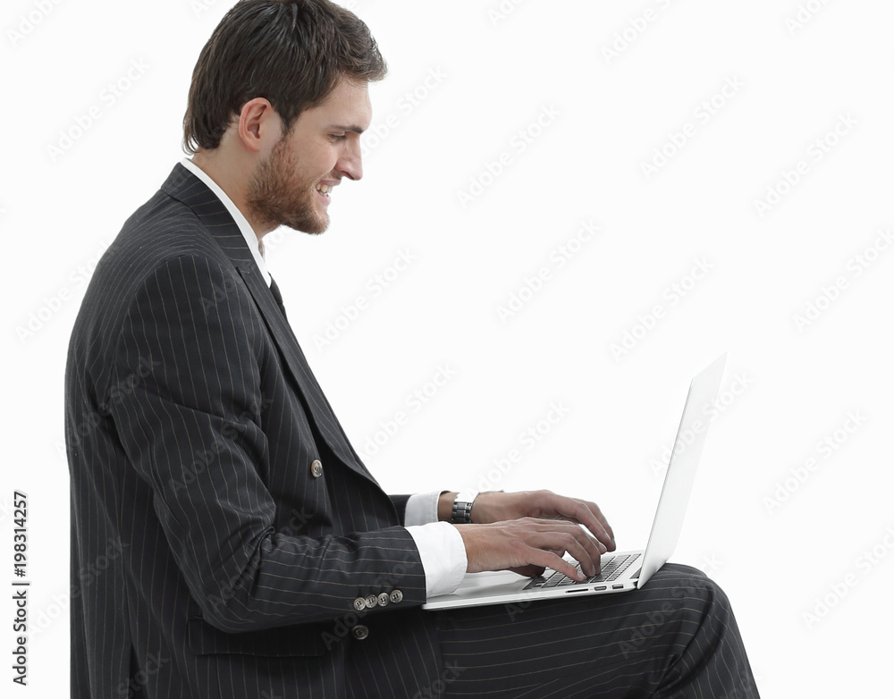 handsome businessman with a laptop handsome businessman with a laptop