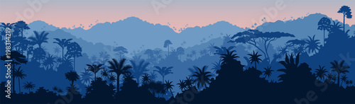 Vector horizontal seamless tropical rainforest Jungle background © Save Jungle