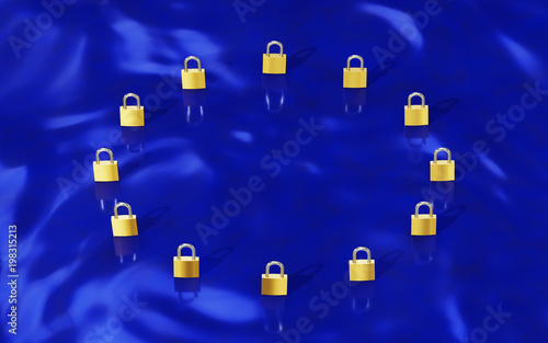GDPR Gold Padlocks forming EU flag