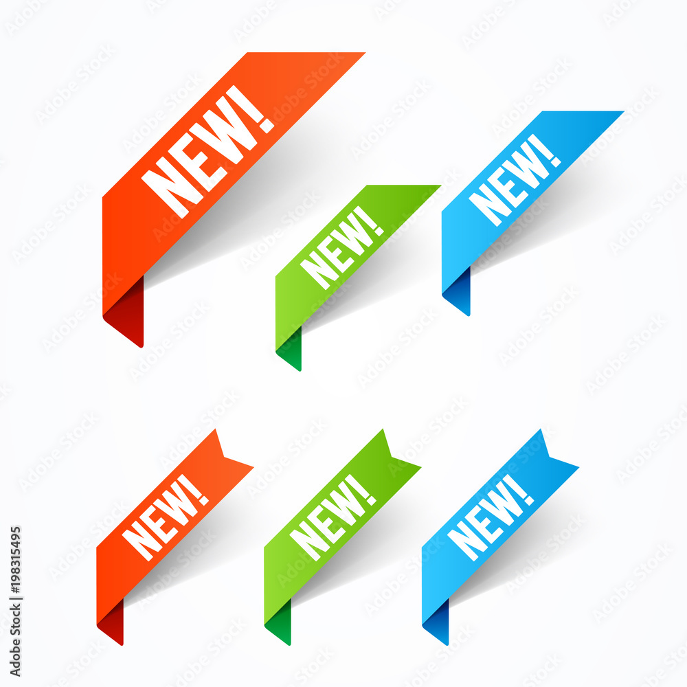 Vector Illustration new label sign for corner in different shapes and color Vector Illustration new label sign for corner in different shapes and color