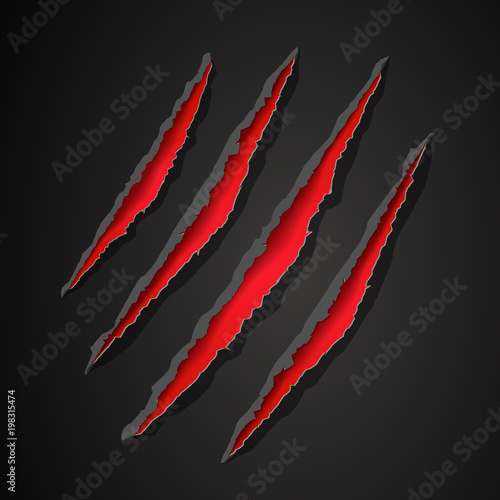 Fototapeta Naklejka Na Ścianę i Meble -  vector illustration wild animal monster claws scratches, easy editable