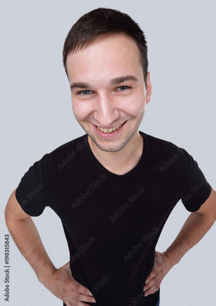 concept of confidence.stylish guy with a big head. concept of confidence.stylish guy with a big head.