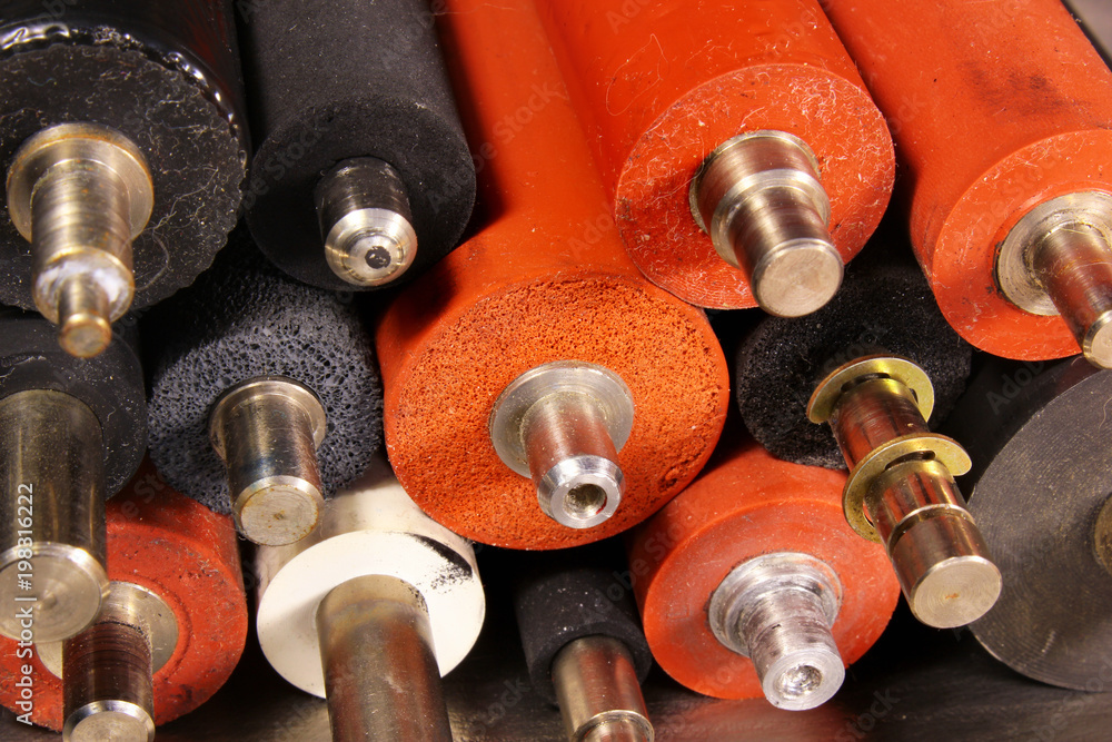 Old rubber rollers from fusers of laser printers and copiers Stock Photo Adobe Stock