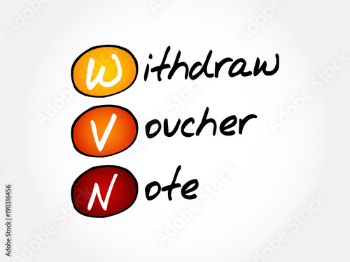 WVN - Withdraw Voucher Note acronym, business concept background