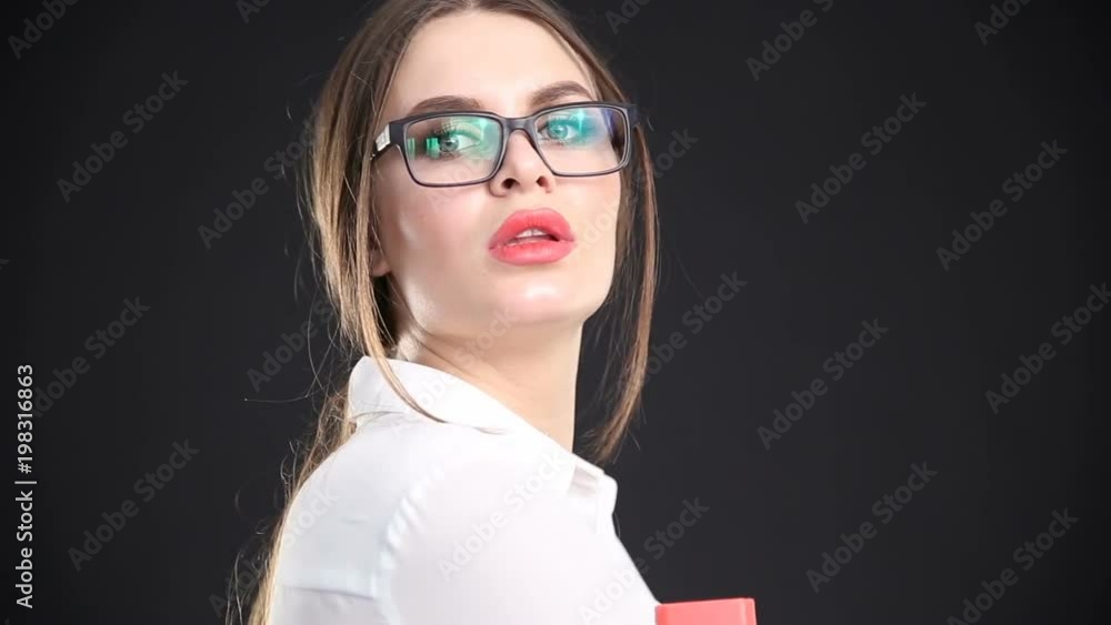 Beautiful Sexy Business Woman Enters The Frame With Documents In Hands Business Style And 2929