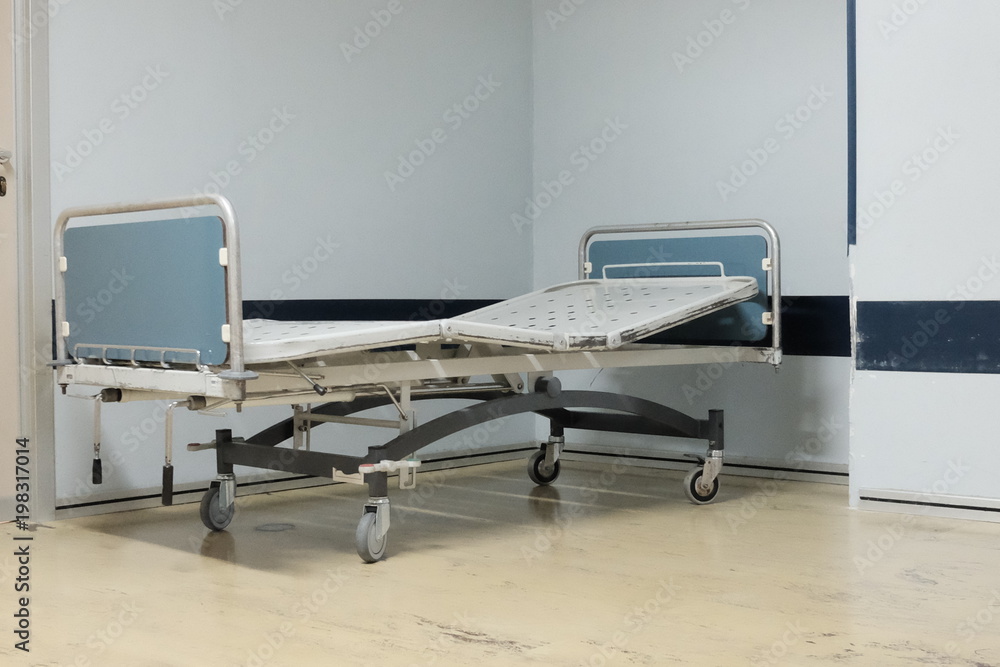 stretcher in the hospital corridor stretcher in the hospital corridor