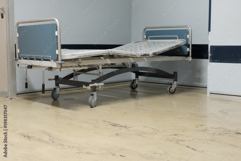 stretcher in the hospital corridor stretcher in the hospital corridor