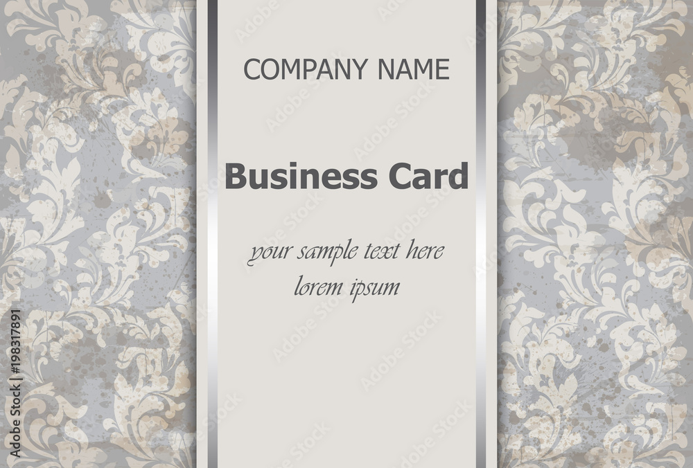 Business card with luxury ornament Vector. Baroque intricate design illustration. Place for texts
