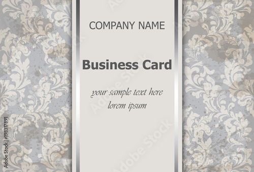 Business card with luxury ornament Vector. Baroque intricate design illustrat...