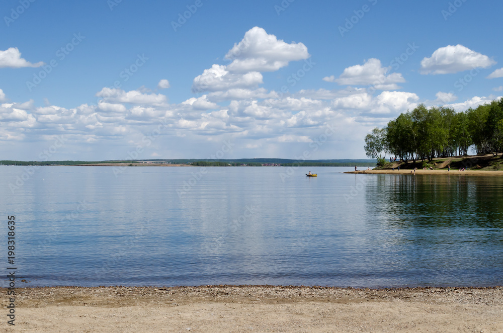 City beach on the reservoir bay Irkutsk