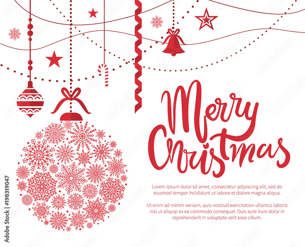 Naklejka premium Merry Christmas Poster, Text Vector Illustration