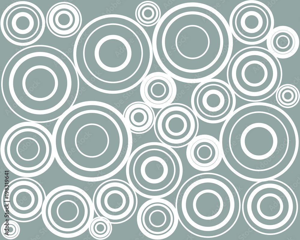 White circles pattern, geometric print, gray background