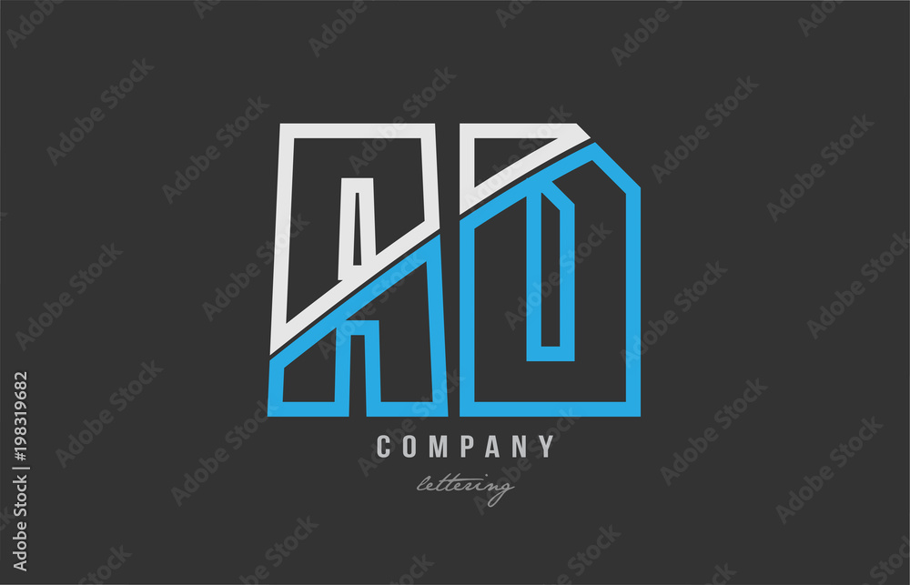 white blue alphabet letter ad a d logo icon design
