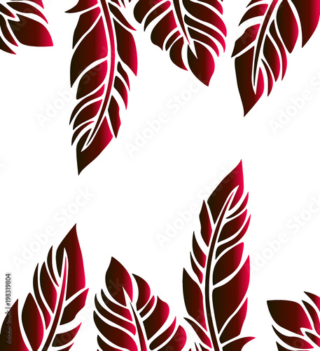 frame from red gradient of feathers - beautiful layout