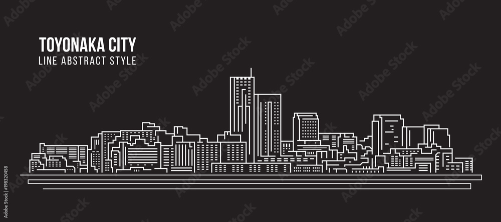 Cityscape Building Line art Vector Illustration design - Toyonaka city