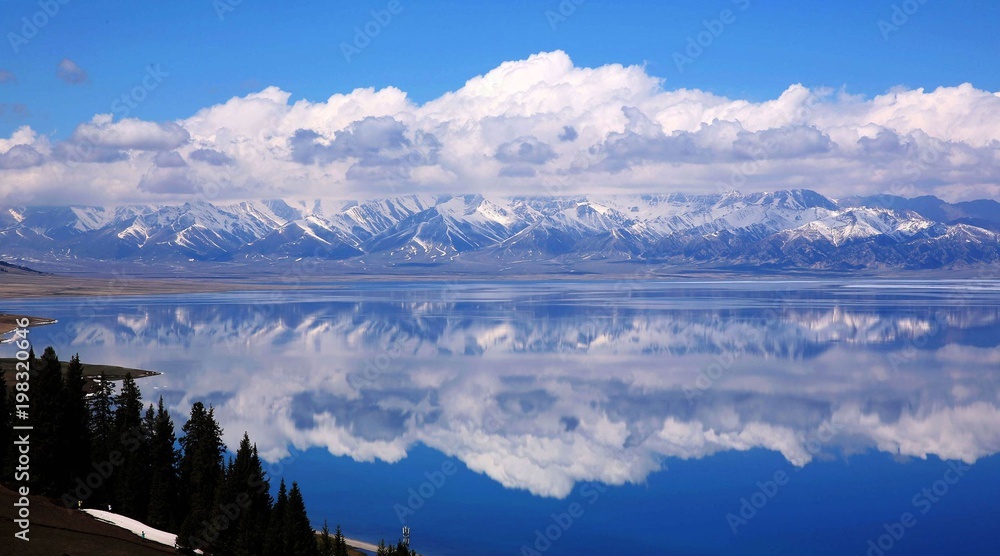 Pure lakes and snowy mountains.
