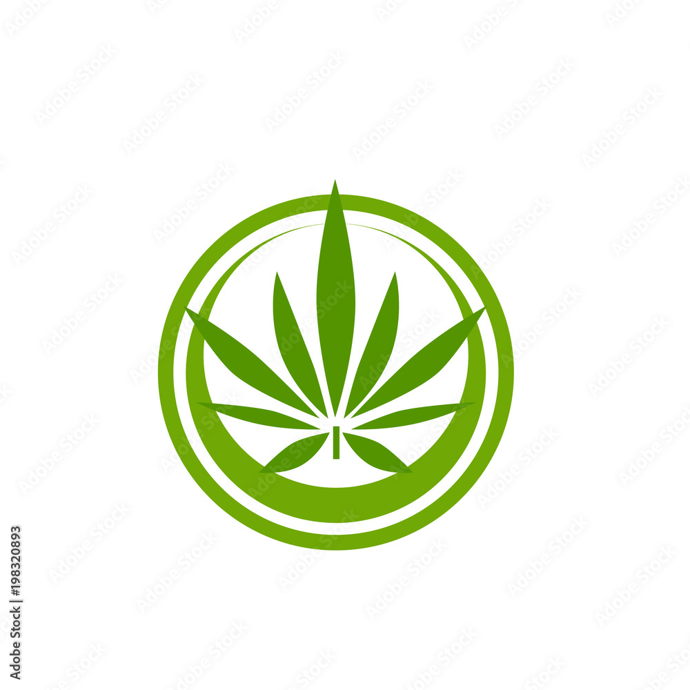 vector cannabis or marijuana leaf icon symbol, for medical or pharmacy industry