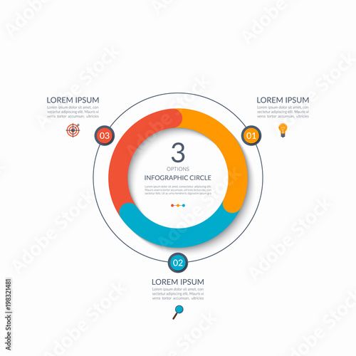 Infographic circle. 3 options, steps, parts. Business concept for diagram, graph, chart. Vector template