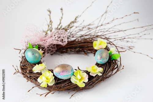 Easter wreath bird view