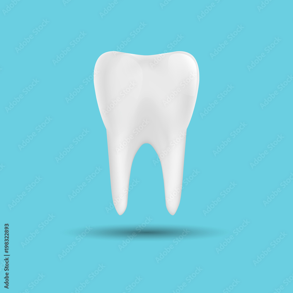 Tooth isolated on a blue background. Design element. Vector illustration. Tooth isolated on a blue background. Design element. Vector illustration.