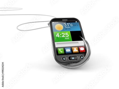 Smart phone with fishing hook