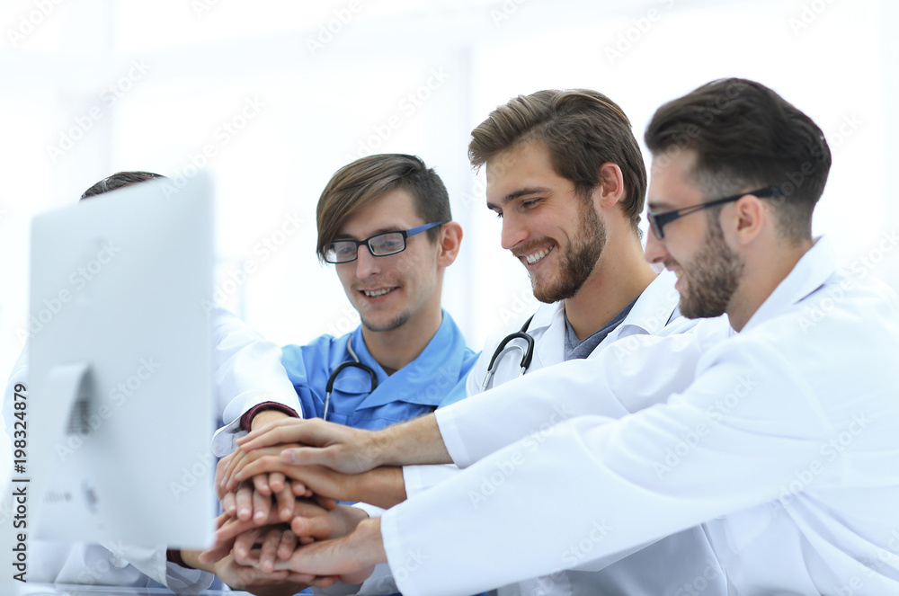 medical team showing their unity. medical team showing their unity.