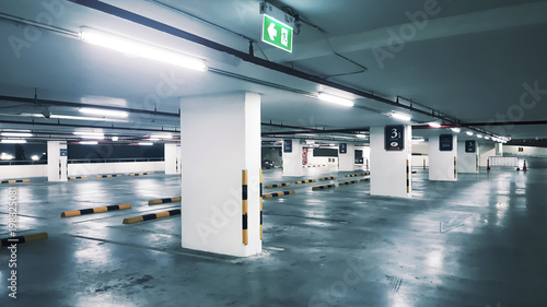 Car parking bar in the area in department store. Indoor parking in shopping center with copy space and has enough light so it is safe