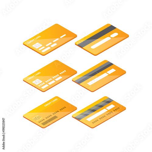 isometric credit card icon set isolated on white background. vector illustration. worldwide online payment icons