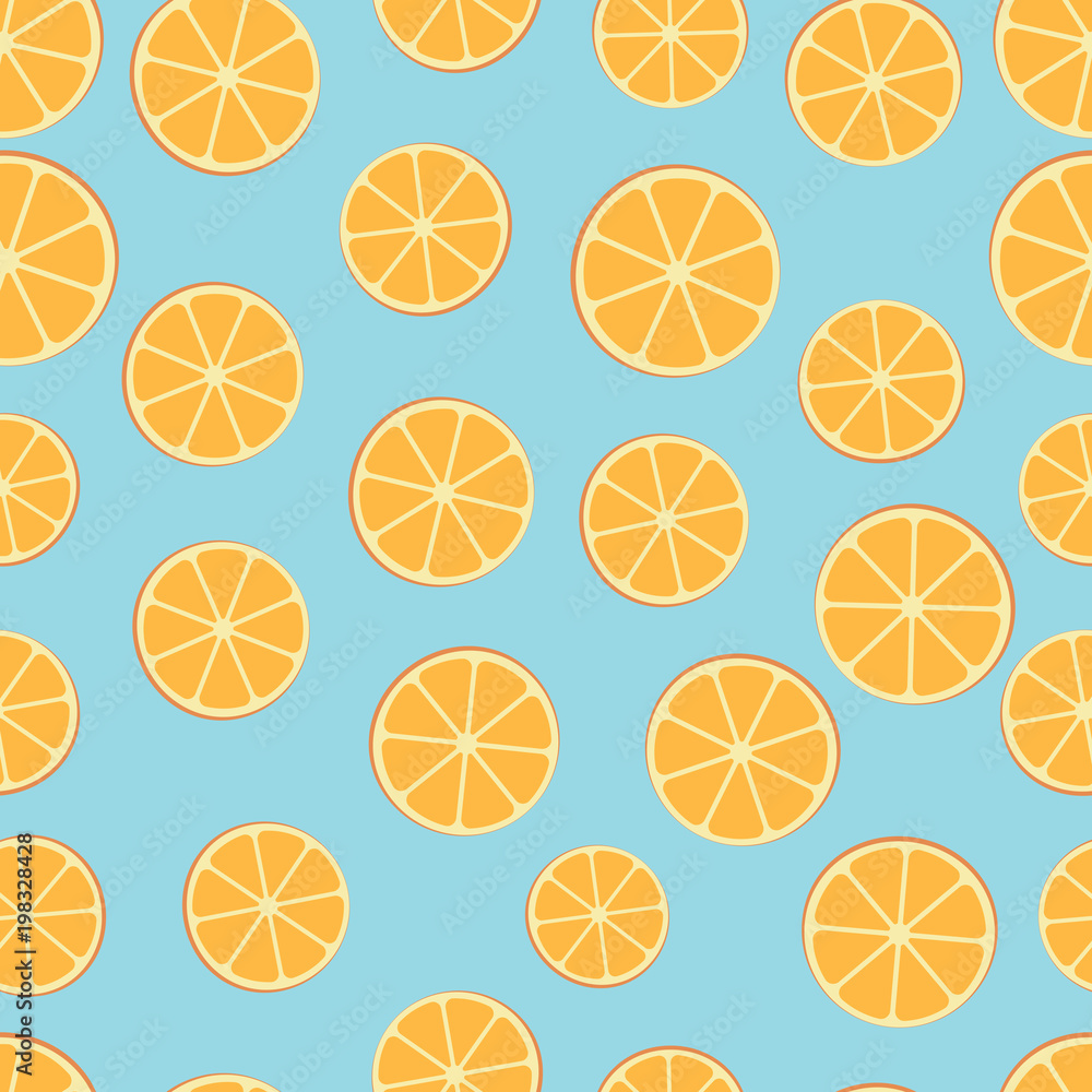 Summer orange slices seamless pattern background. Vector illustration.