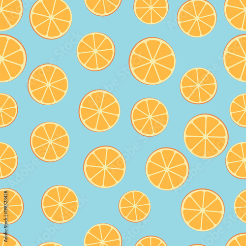 Summer orange slices seamless pattern background. Vector illustration.