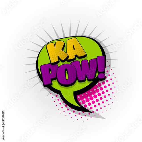 kapow hand drawn pictures effects. Template comics speech bubble halftone dot background. Pop art style. Comic dialog cloud, space text pop-art. Creative idea conversation sketch explosion.