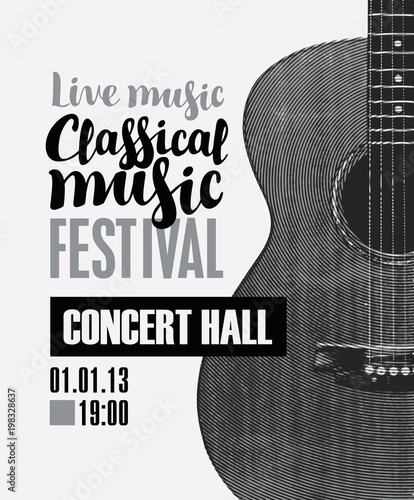 Photography Vector banner for the festival of live music with the inscription Classical musi