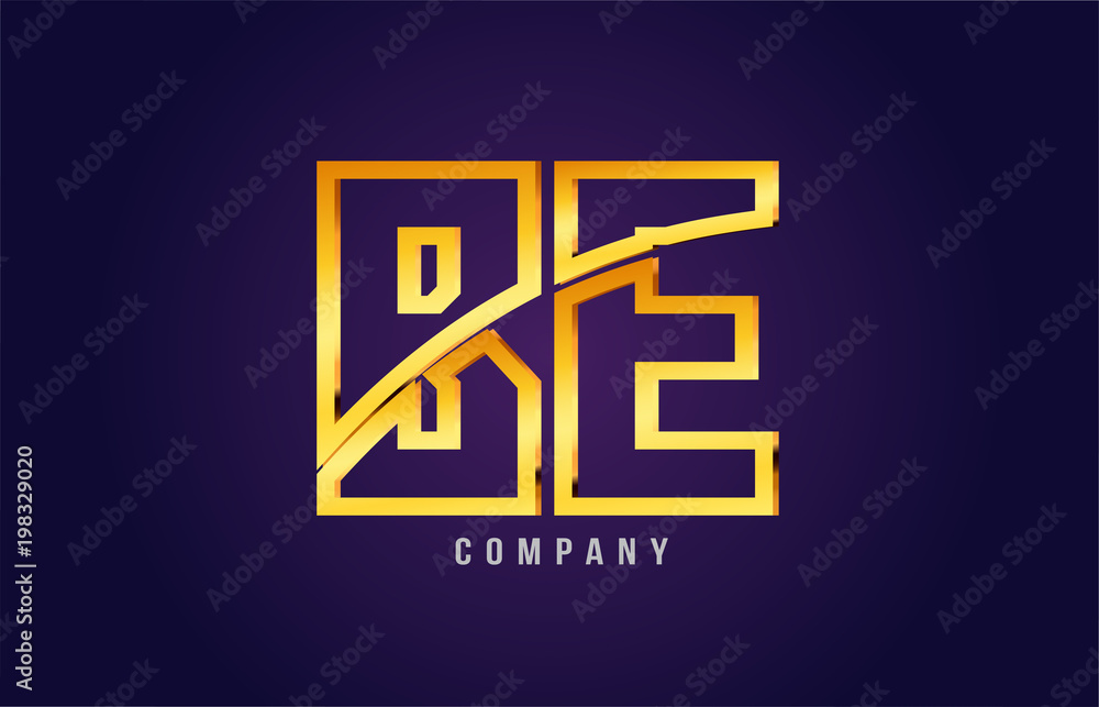 Fototapeta premium gold golden alphabet letter be b e logo combination icon design