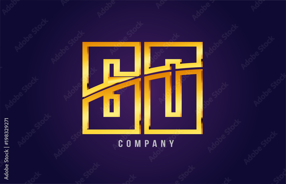 Obraz premium gold golden alphabet letter go g o logo combination icon design