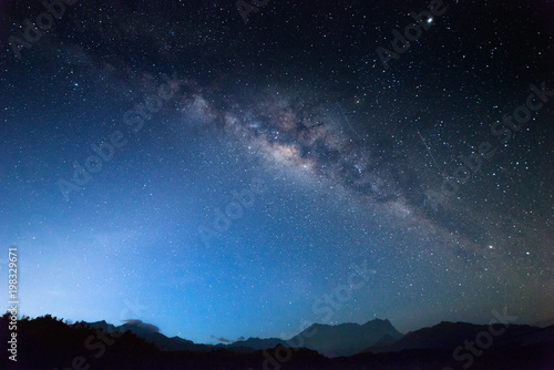 Nightscape scenery with starry and milky way