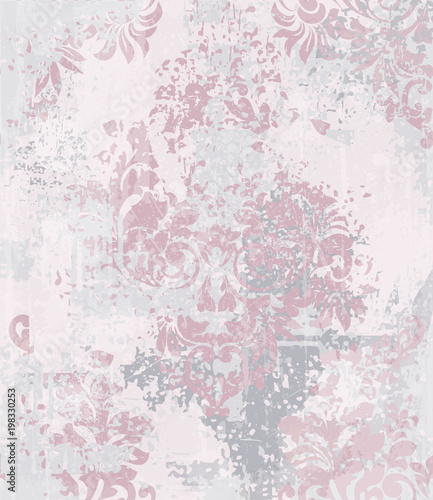 Vector damask pattern element. Classical luxury old fashioned ornament grunge background. Royal Victorian texture for wallpapers, textile, fabric, wrapping. Exquisite floral baroque templates