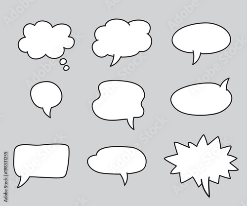 Set of  speech bubbles. Vector image. Drawn by hand. Eps 10