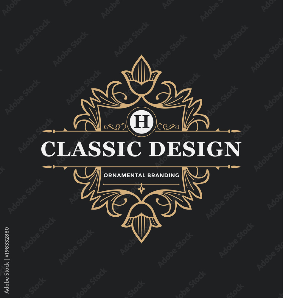 Calligraphic Label Design Template - Classic Ornamental Style. Elegant luxury frame with typography Calligraphic Label Design Template - Classic Ornamental Style. Elegant luxury frame with typography