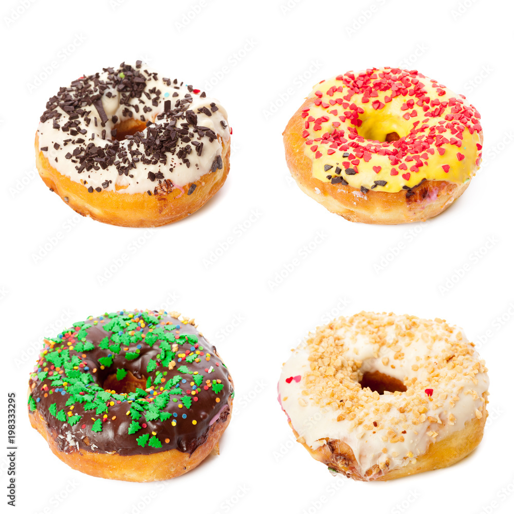 Donuts Set Isolated on White Background.